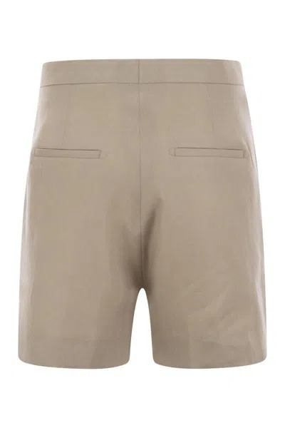 Tagliatore Women Linen Chino Bermuda Shorts In Grey