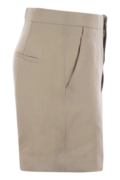 Tagliatore Women Linen Chino Bermuda Shorts In Grey