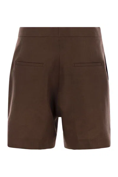 Tagliatore Women Linen Chino Bermuda Shorts In Brown