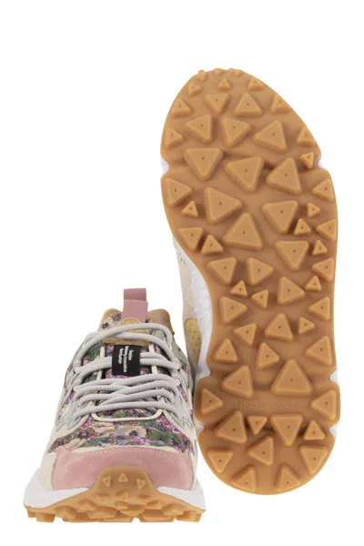 Flower Mountain Yamano 3 - Sneakers In Suede And Technical Fabric In Pink/milk