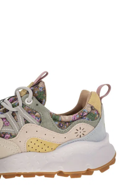 Flower Mountain Yamano 3 - Sneakers In Suede And Technical Fabric In Pink/milk