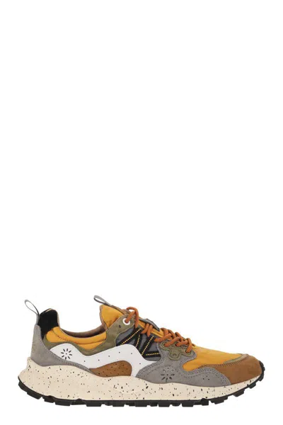 Flower Mountain Yamano 3 - Sneakers In Suede And Technical Fabric In Brown/ochre
