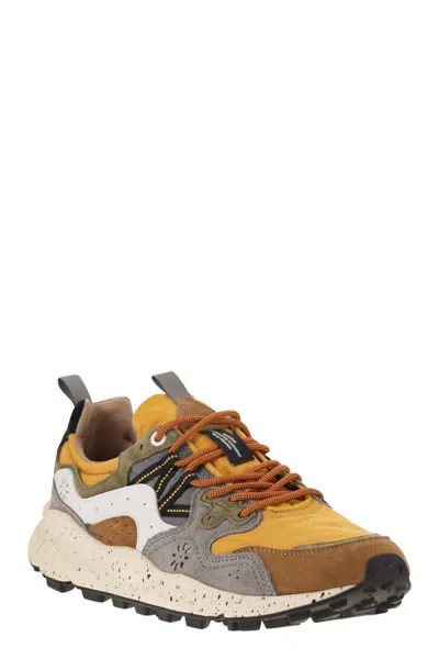 Flower Mountain Yamano 3 - Sneakers In Suede And Technical Fabric In Brown/ochre