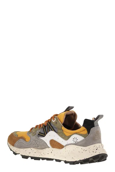 Flower Mountain Yamano 3 - Sneakers In Suede And Technical Fabric In Brown/ochre