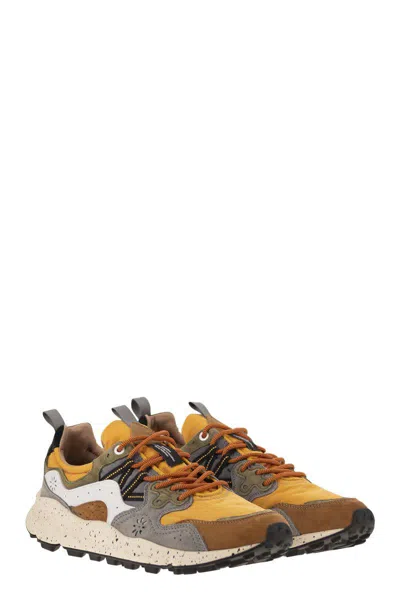 Flower Mountain Yamano 3 - Sneakers In Suede And Technical Fabric In Brown/ochre
