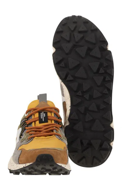 Flower Mountain Yamano 3 - Sneakers In Suede And Technical Fabric In Brown/ochre