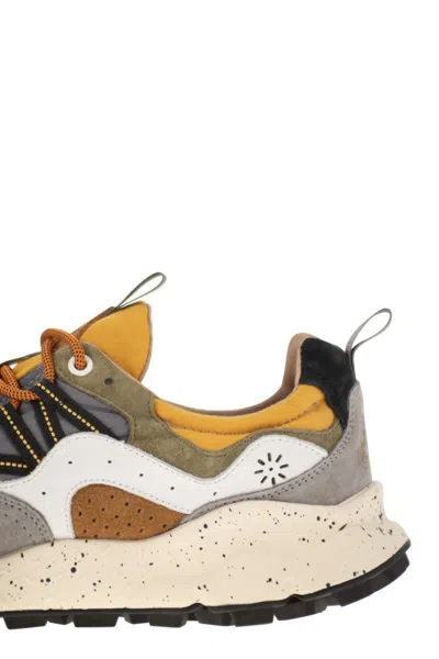 Flower Mountain Yamano 3 - Sneakers In Suede And Technical Fabric In Brown/ochre