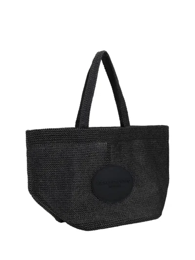 Alexander Wang Punch Xl Raffia Shoulder Bag In Black