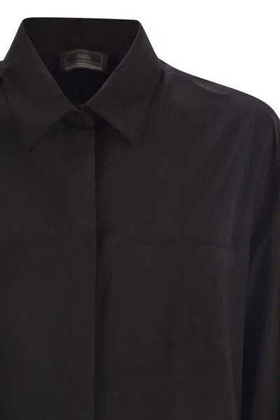 Herno Elasticated Cuff Textured Shirt In Black
