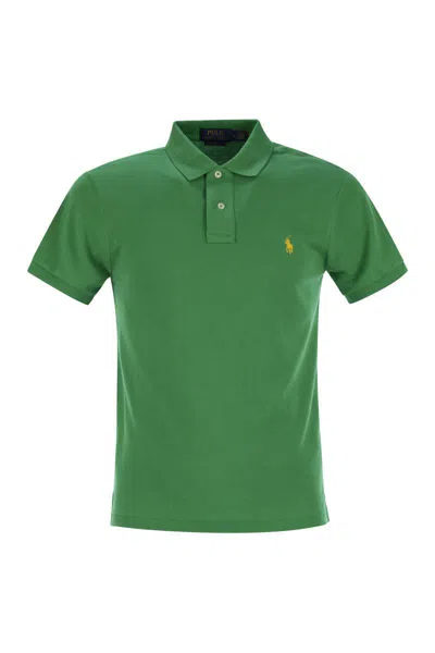 Polo Ralph Lauren Two-button Cotton Polo Shirt With Logo In Green