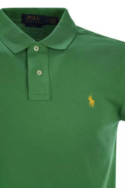 Polo Ralph Lauren Two-button Cotton Polo Shirt With Logo In Green