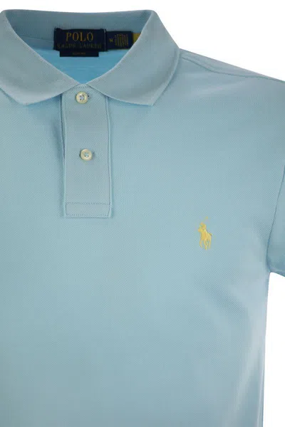 Polo Ralph Lauren Slim-fit Pique Polo Shirt In Blue