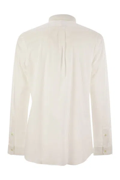 Polo Ralph Lauren Slim Fit White Cotton Shirt With Embroidered Logo In White