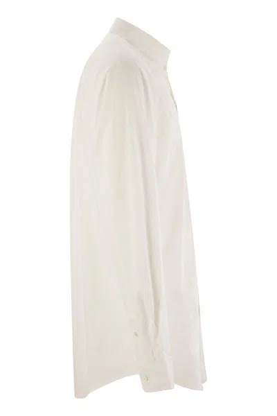 Polo Ralph Lauren Slim Fit White Cotton Shirt With Embroidered Logo In White