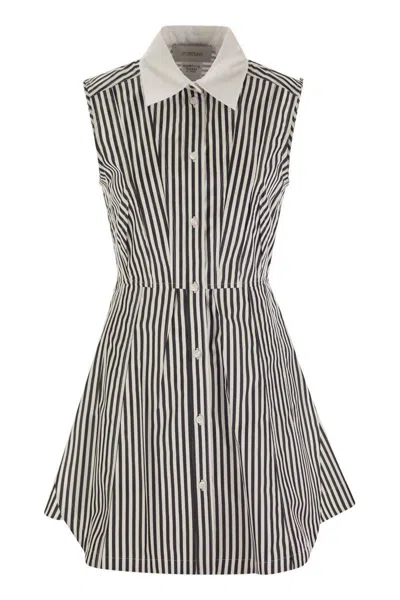 Sportmax Front Dart Striped Dress With Flared Hem In Multicolor