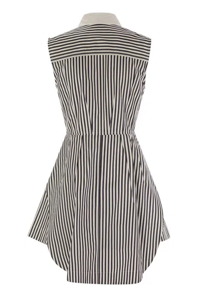 Sportmax Front Dart Striped Dress With Flared Hem In Multicolor