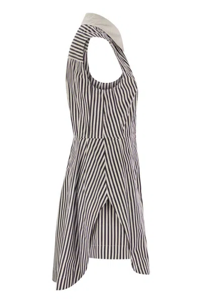 Sportmax Front Dart Striped Dress With Flared Hem In Multicolor