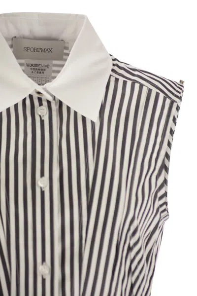 Sportmax Front Dart Striped Dress With Flared Hem In Multicolor