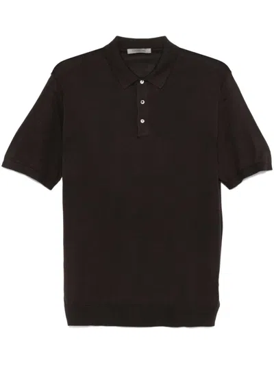 Corneliani Fine Knit Polo Shirt In Black
