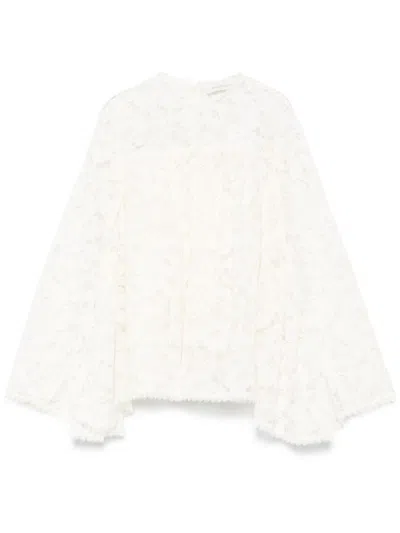 Zimmermann Illuminate Lace Gathered Top In Cream In White