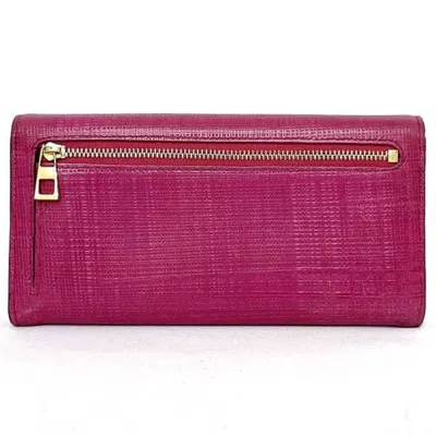 Pre-owned Loewe Linen Pink Leather Long Wallet (bi-fold) ()