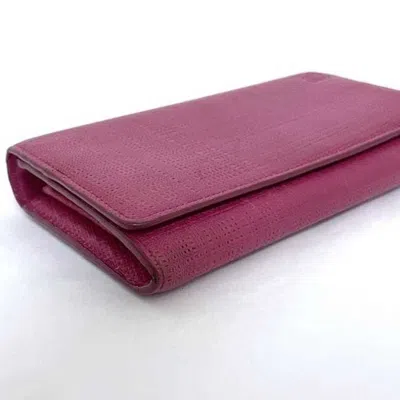 Pre-owned Loewe Linen Pink Leather Long Wallet (bi-fold) ()