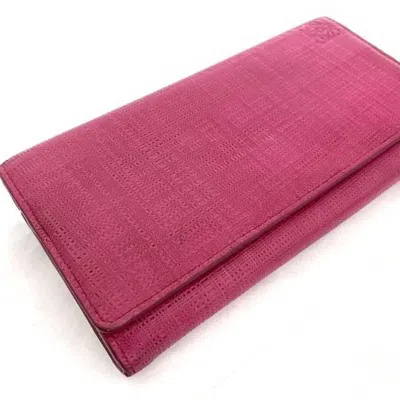 Pre-owned Loewe Linen Pink Leather Long Wallet (bi-fold) ()