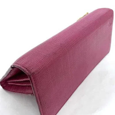 Pre-owned Loewe Linen Pink Leather Long Wallet (bi-fold) ()