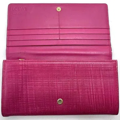 Pre-owned Loewe Linen Pink Leather Long Wallet (bi-fold) ()