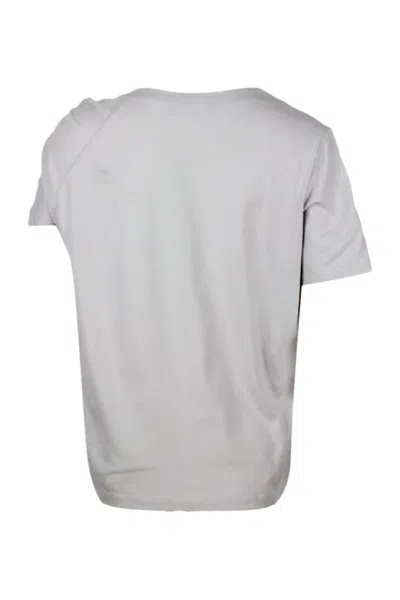 Fabiana Filippi T-shirt In Soft Stretch Jersey Cotton With Round Neck And Short Sleeves In Beige