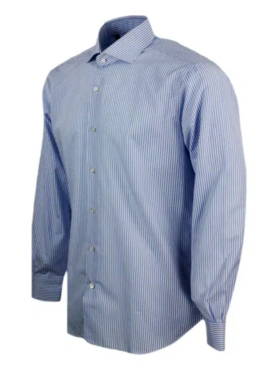 Barba Napoli Barba Shirts In Bianco - Celeste