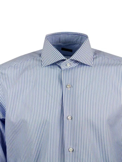 Barba Napoli Barba Shirts In Bianco - Celeste