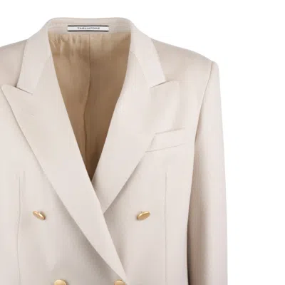 Tagliatore Natural Double-breasted Cashmere Jacket In Beige
