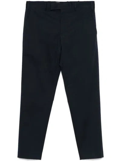Pt Torino Refined Black Trousers With Hidden Closure In Blue