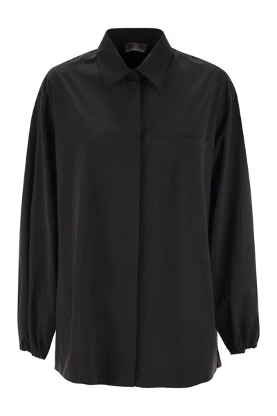 Herno Elasticated Cuff Textured Shirt In Black