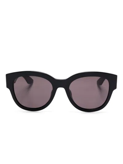 Shop Alexander Mcqueen Logo Uv-protective Lenses Sunglasses In Black