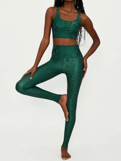 Beach Riot Piper High Waist Faux Leather Leggings In Pine Python Green In Multi