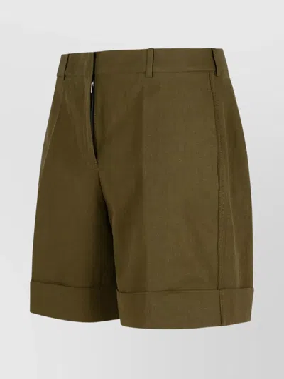 Jil Sander Linen Shorts With Pockets And Cuffed Hem