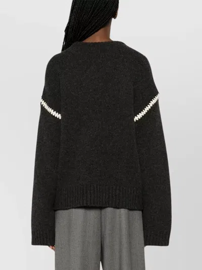 Totême Toteme Sweater With Contrast Embroideries In Grey