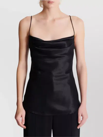 Balmain Sleeved Draped Satin Top