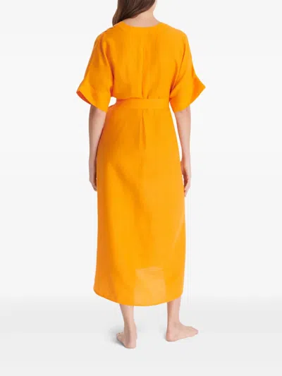Eres Bibi Linen Kaftan Coverup In 橘色