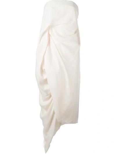Rick Owens Strapless Draped Top In Neutrals