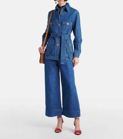 Valentino Sahariana Denim Jacket In Blau