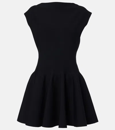 Alaïa Knitted Skater Dress In Black