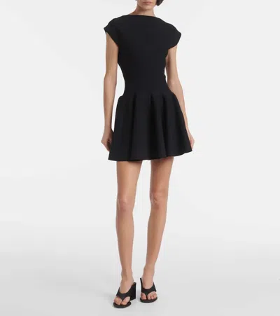 Alaïa Knitted Skater Dress In Black