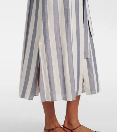 S Max Mara Rima Striped Ramie And Cotton Midi Dress In White