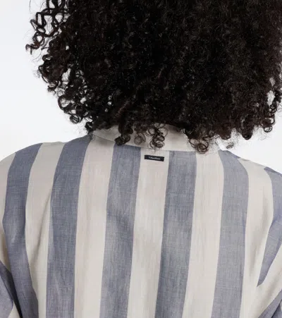 S Max Mara Rima Striped Ramie And Cotton Midi Dress In White