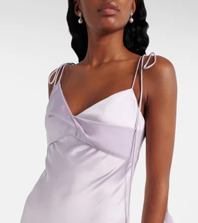 Self-portrait Satin Maxi Dress In Purple