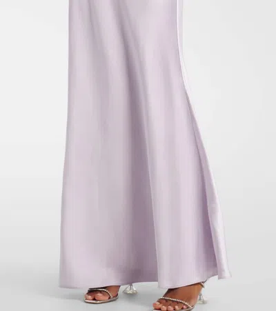 Self-portrait Satin Maxi Dress In Purple