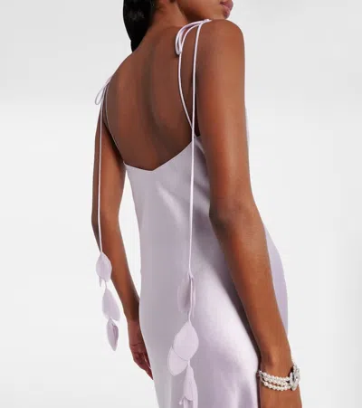 Self-portrait Satin Maxi Dress In Purple